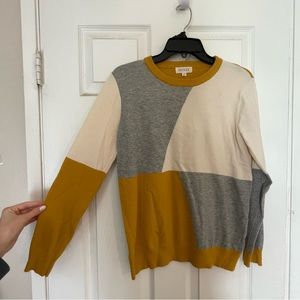 Roolee Cute color blocked mustard, grey, cream sweater. SO soft, a must have